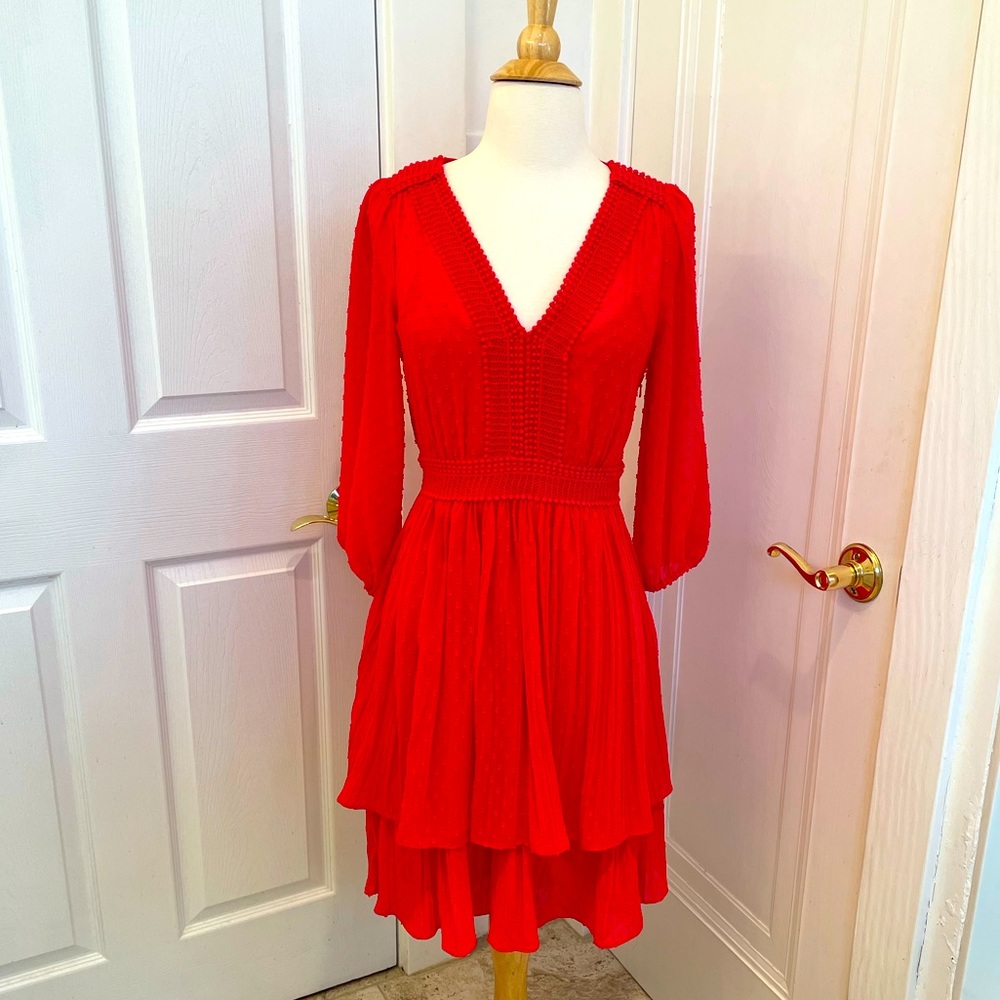 Meadow Rue by Anthropologie Minetta red dress size 2
